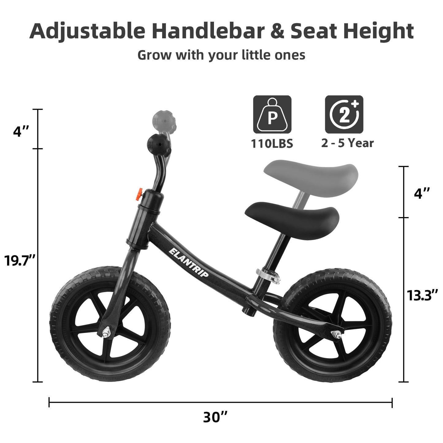 Elantrip Kid Balance Bike, Birthday Gift Toys for 1-3 Year Old Boys and Girls, No Pedal Bikes for Kids with Adjustable Handlebar and seat