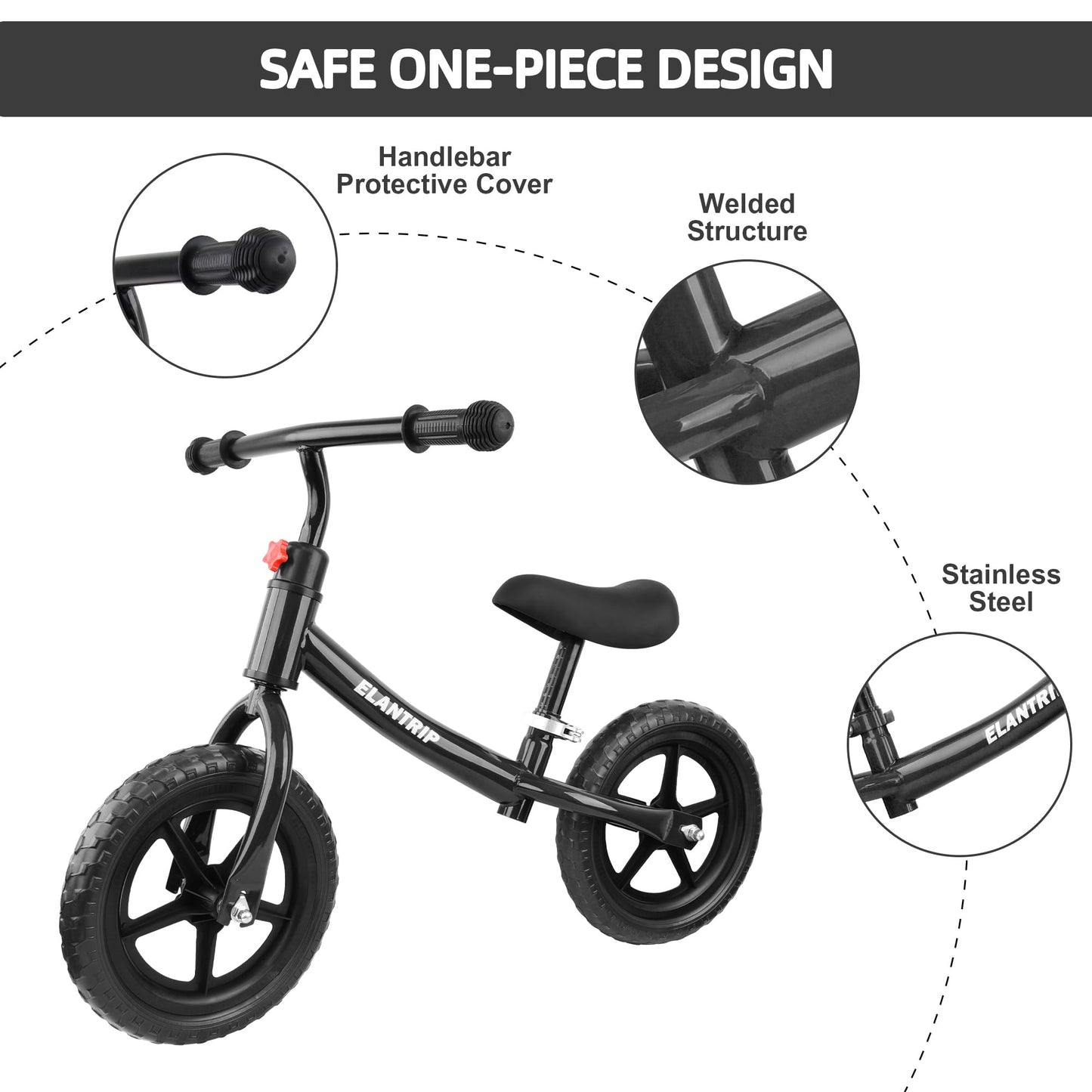 Elantrip Kid Balance Bike, Birthday Gift Toys for 1-3 Year Old Boys and Girls, No Pedal Bikes for Kids with Adjustable Handlebar and seat